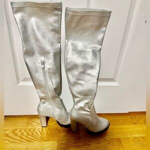 Women New Knee High Sliver Heel Boots US 7